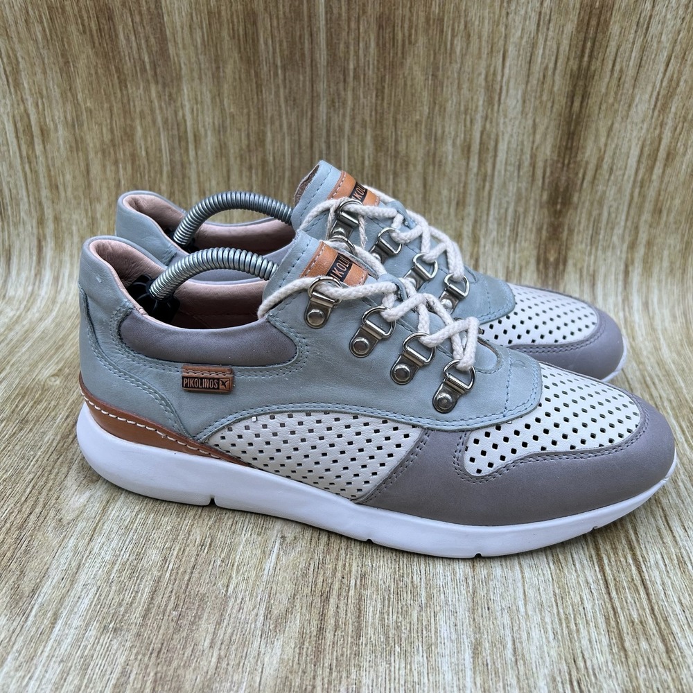 Pikolinos Lace Up Trainers Sneakers Women's Size 8 EU 38 Grey Leather Perforated